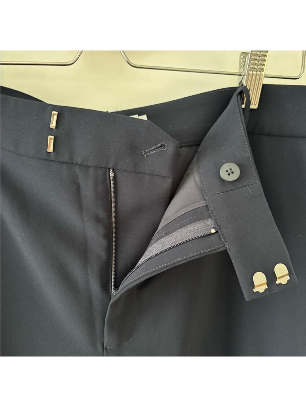 Classic Navy Tailored Trousers Women 14 High Rise Office Career Chic Minimalist - Picture 3 of 8